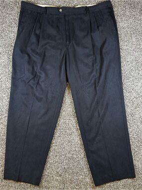 Tommy Bahama Mens 44x31 Black Silk Blend Pleated Front Dress Casual Slacks Pants
